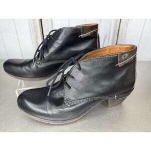 Pikolinos Womens Booties Black Leather Ankle Boots Victorian Tie Size 38